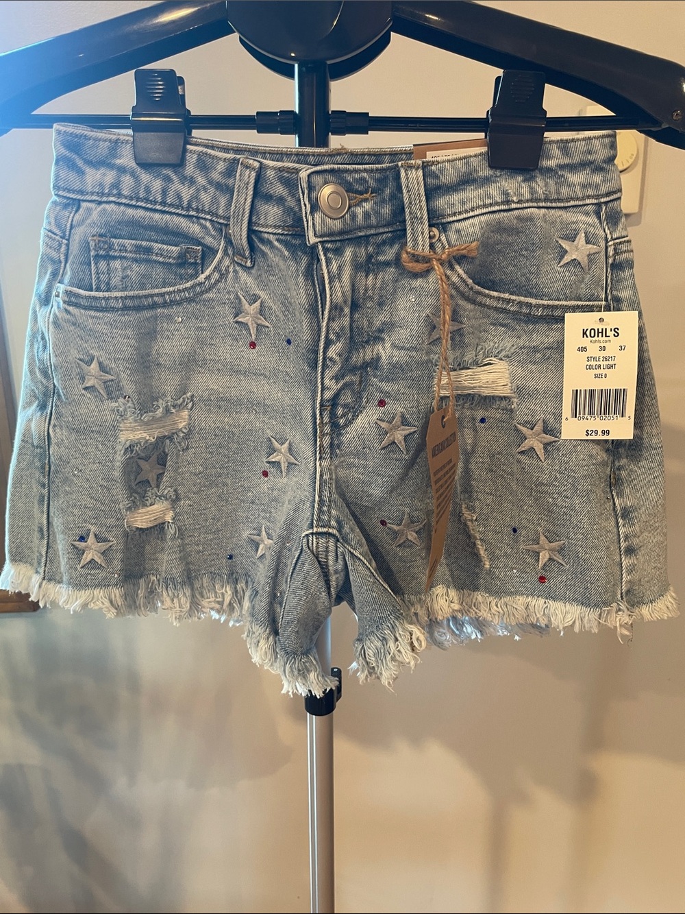 Project Indigo Light Wash Star Applique Denim Shorts